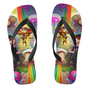 Mushrooms and Faeries Custom Created Flip Flops