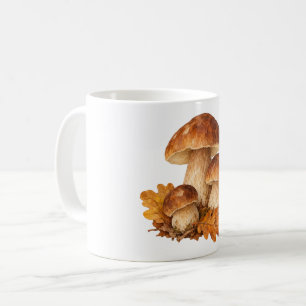 Mushrooms and Fallen Oak Leaves Coffee Mug