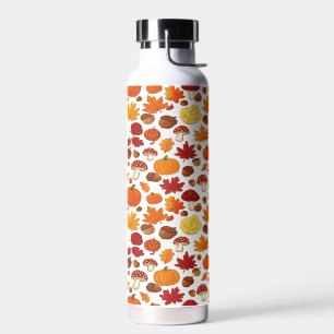 Mushrooms and Falling Leaves Enchanted Autumn Water Bottle