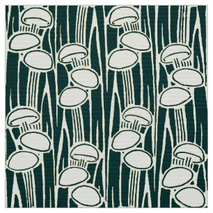 Mushrooms And Grass Pattern Fabric