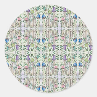 Mushrooms and Vines Classic Round Sticker