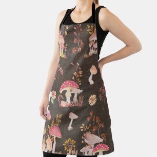 Mushrooms and wild flowers  apron