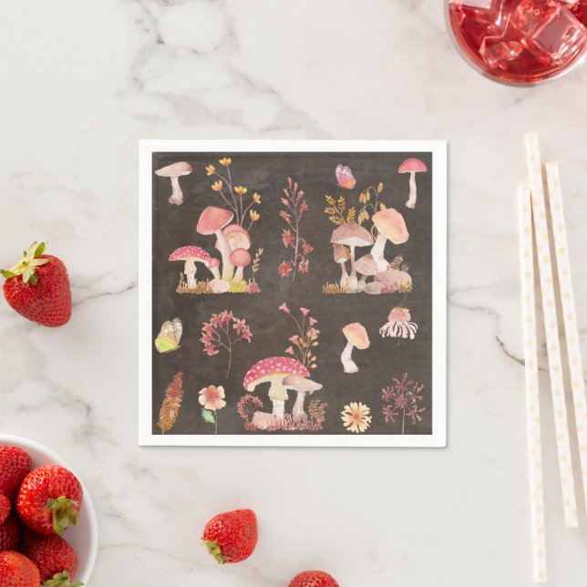 Mushrooms and wild flowers  napkin (Insitu)