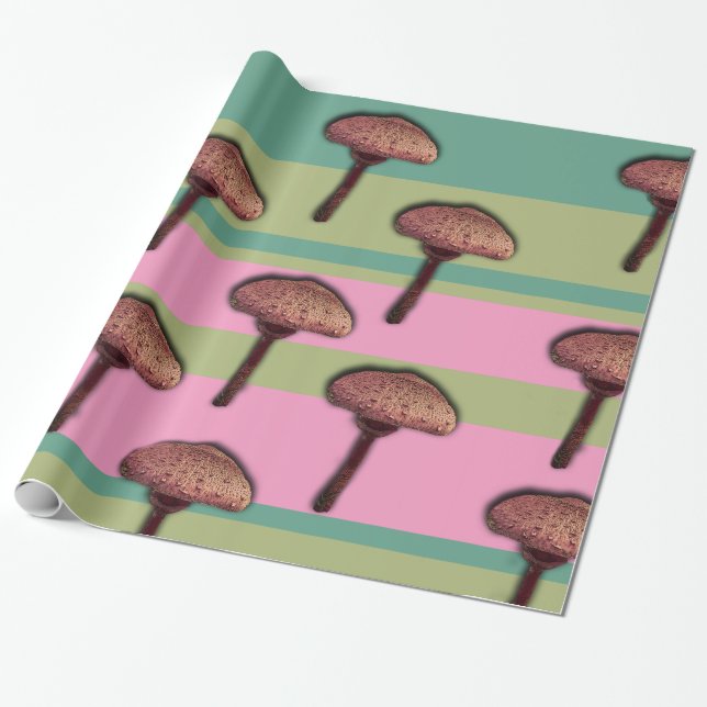 Mushrooms ans Stripes Wrapping Paper (Unrolled)