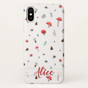 Mushrooms autumn soft pattern_white iPhone x case