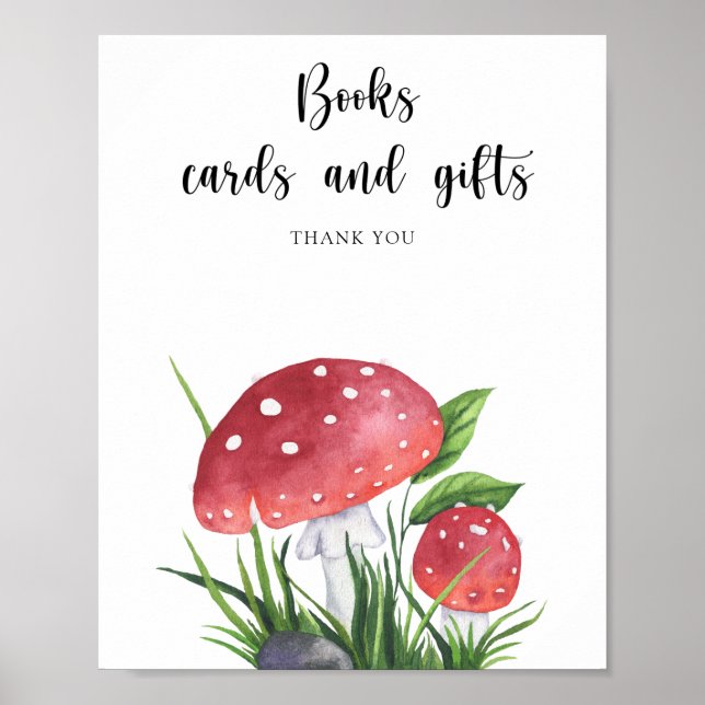 Mushrooms Baby Shower - books cards and gifts Poster (Front)