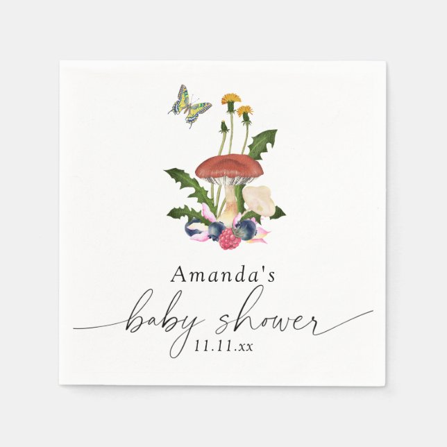 Mushrooms baby shower napkin (Front)