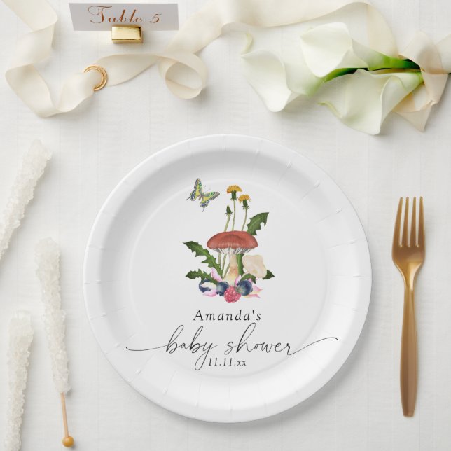 Mushrooms baby shower paper plate (Wedding)