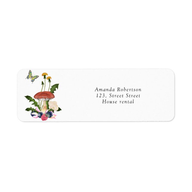 Mushrooms baby shower return address label (Front)