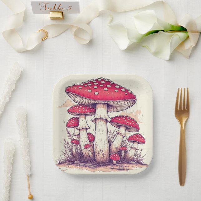 mushrooms Birthday or Shower  Paper Plate (Wedding)
