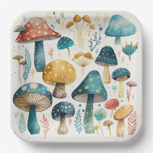 Mushrooms Birthday Party Shower Paper Plate