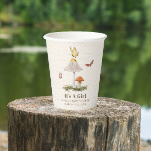 Mushrooms & Butterflies Girl Baby Shower Paper Cups