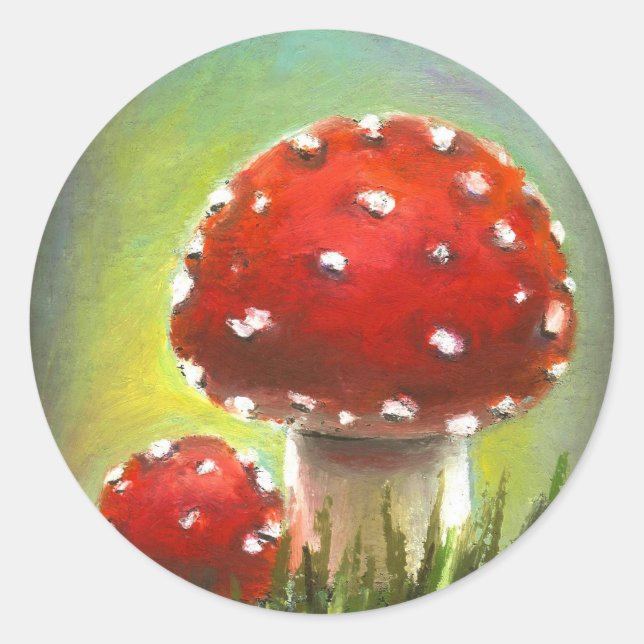 Mushrooms Classic Round Sticker (Front)
