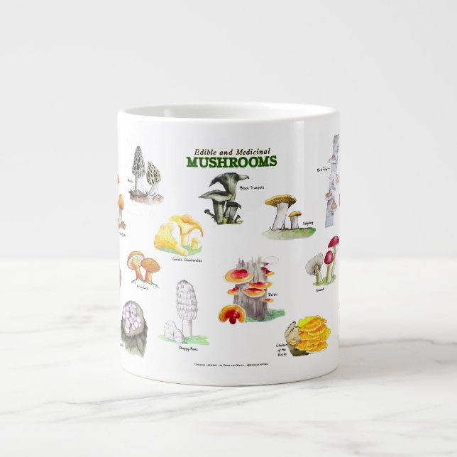Mushrooms -Common Names Large Coffee Mug (Front)