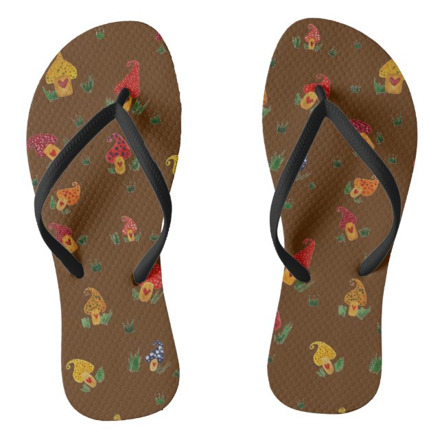 Mushrooms Custom Adult, Slim Straps Thongs (Footbed)