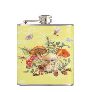 Mushrooms, Dragonflies, Moths & Snails Hip Flask