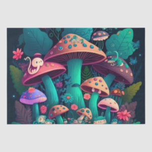 Mushrooms elfs  in the field    tissue paper