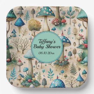 Mushrooms Fairyland Baby Shower Paper Plate