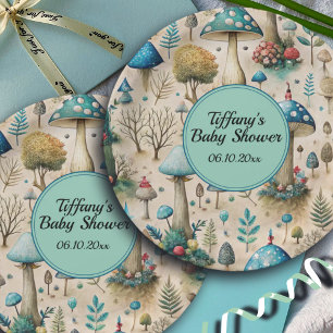 Mushrooms Fairyland Baby Shower  Paper Plate