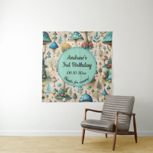 Mushrooms Fairyland Birthday Party Backdrop Tapestry