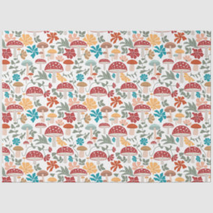 Mushrooms & Floral Mid Century Modern Pattern Tissue Paper