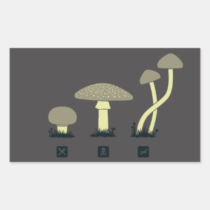 Mushrooms (food, poison, high) rectangular sticker