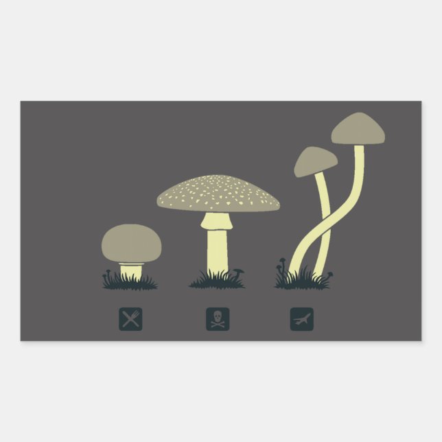 Mushrooms (food, poison, high) rectangular sticker (Front)