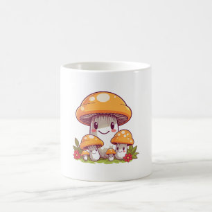 Mushrooms foraging, happy kawaii style coffee mug