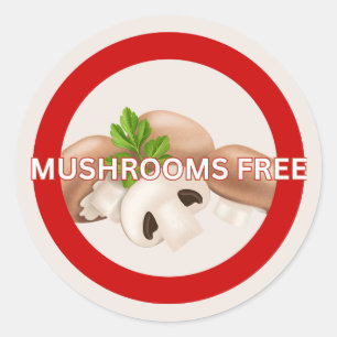 Mushrooms Free Food Allergy Alert Classic  Classic Round Sticker