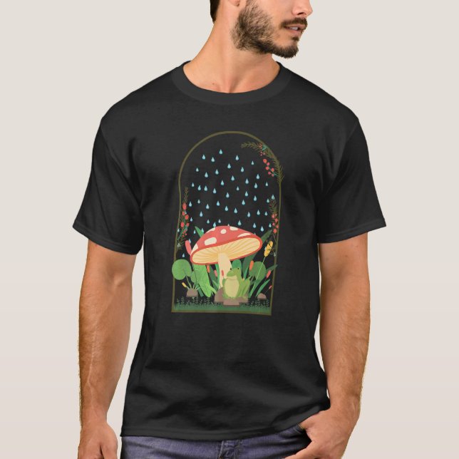 Mushrooms Frog Naturecore Forestcore   T-Shirt (Front)