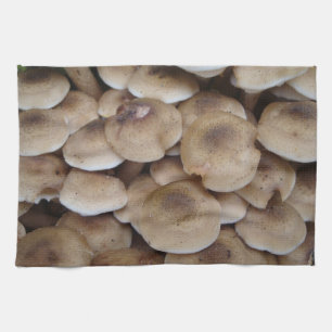 Mushrooms growing in a cluster original photo art tea towel