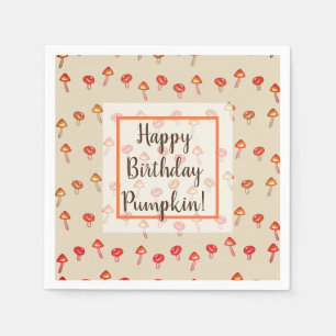 Mushrooms Happy Birthday Fall Art Paper napkins