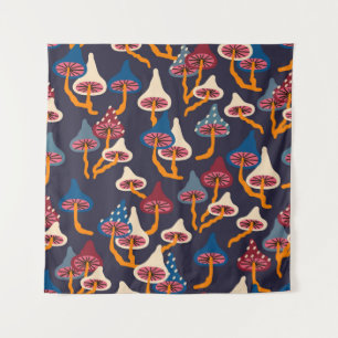 Mushrooms Illustration Fabric Wrapping Pattern Tapestry