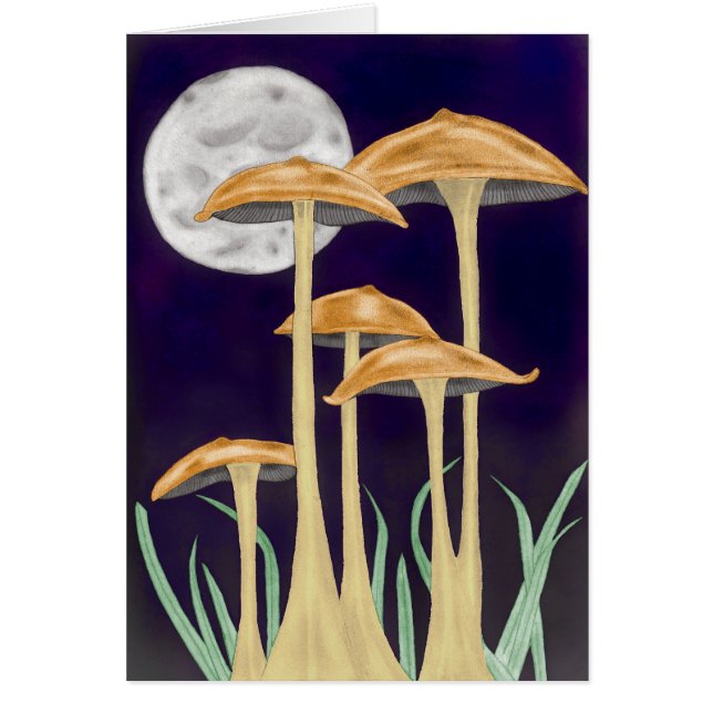 Mushrooms in Moonlight Greeting Card (Front)