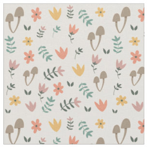Mushrooms in the Garden Pattern Fabric