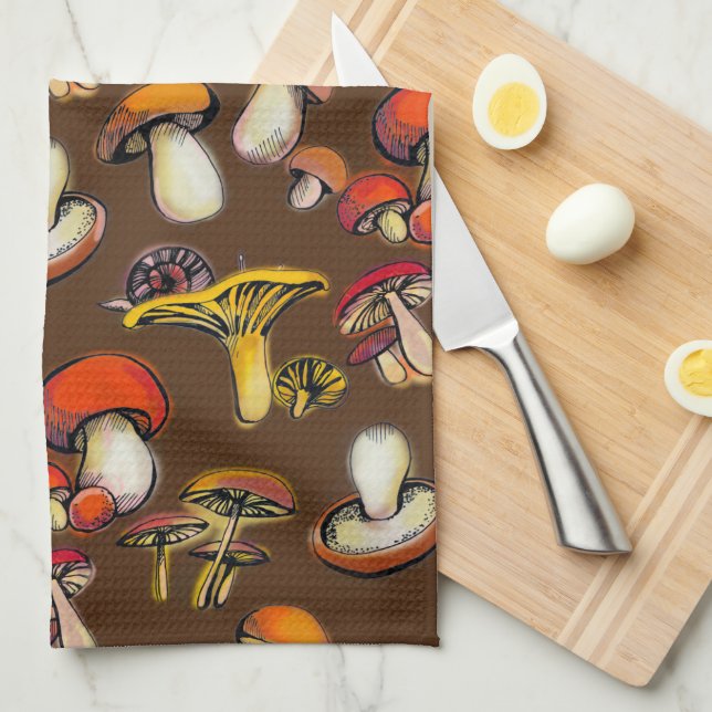 Mushrooms  kitchen towel (Quarter Fold)