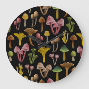 Mushrooms, Lichen & Colourful Fungi Large Clock