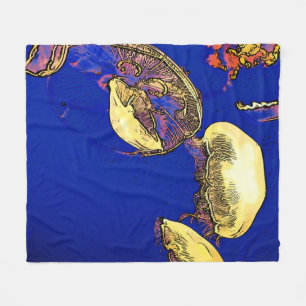 Mushrooms of the Sea - Jellyfish Fleece Blanket