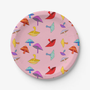 mushrooms paper plate
