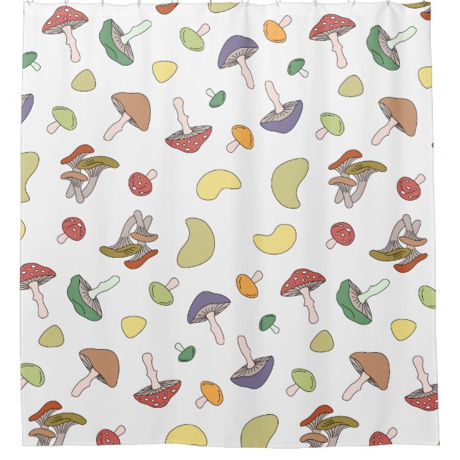 Mushrooms Pattern Shower Curtain (Front)