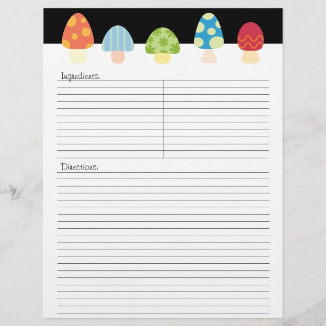 Mushrooms  Recipe Letterhead - TBA (Front)