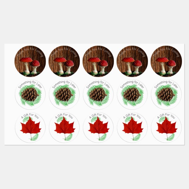 Mushrooms, Red leaf and Ferns (Sheet)