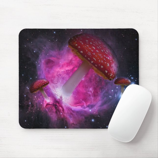 Mushrooms Rocketing through Outer Space Mouse Pad (With Mouse)