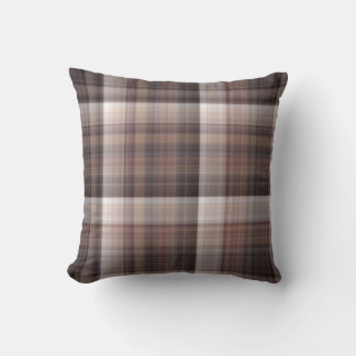 Mushrooms Rustic Brown Plaid Cushion