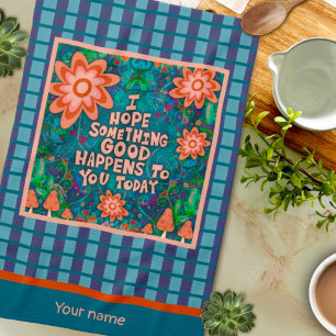 Mushrooms Something Good Quote Name Plaid Stylish Tea Towel