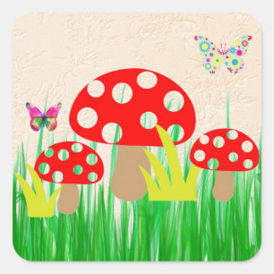 Mushrooms Square Sticker
