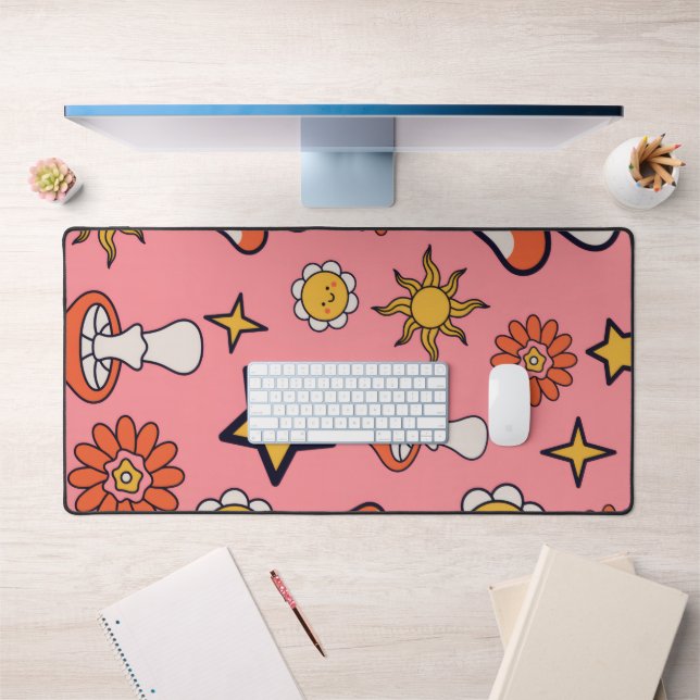Mushrooms, Stars, Flowers, and Sun Desk Mat (Office 1)