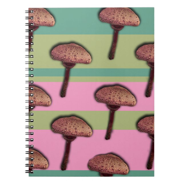 Mushrooms & Stripes Spiral  Notebookok Notebook (Front)