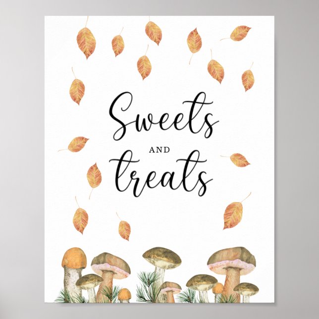 Mushrooms - sweets and treats baby shower poster (Front)