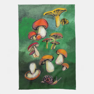 Mushrooms tea towel